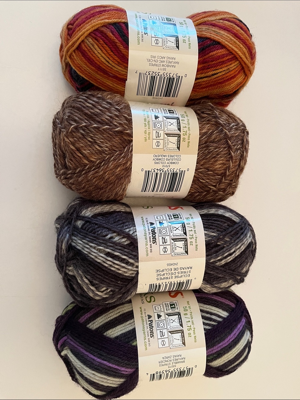 Patons Kroy Socks Yarn, lot of 4, Striping Super Fine Wool Nylon - Picture 2 of 6